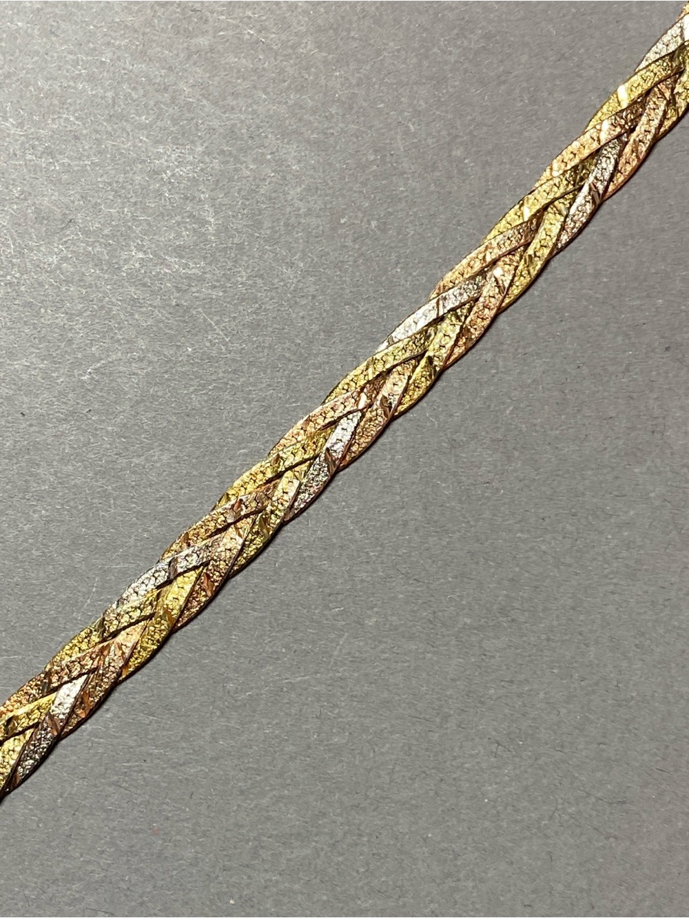 Vintage tricolor braid silver gold bracelet